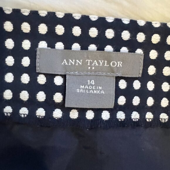 Ann Taylor LOFT Woven Polka Dot Skirt in Blue Size 14 - Picture 2 of 4
